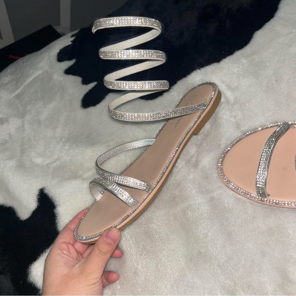 Elegant Silver Strappy Sandals